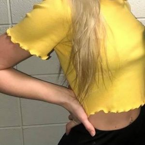 small yellow cropped tee